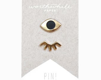 Winky Eyes Enamel Pin Set // Hard Enamel Cloisonné