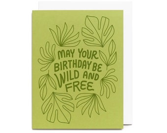 Wild & Free Birthday Card- Riso Printed Blank Card