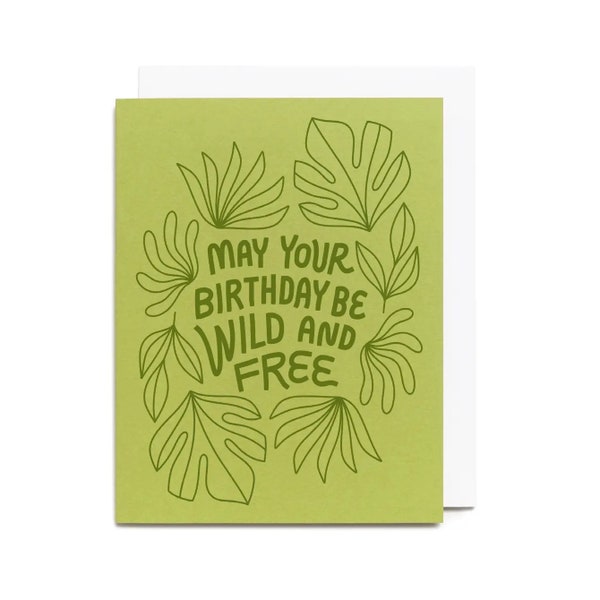 Wild & Free Birthday Card- Riso Printed Blank Card