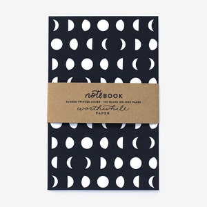 Moon Pattern Screen Printed Notebook with Blank Pages image 2