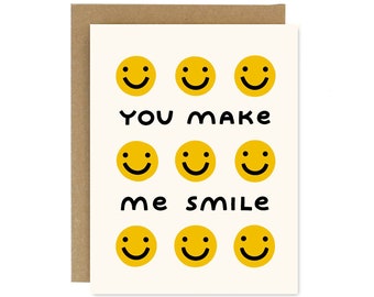 You Make Me Smile - Screen Printed Folding Greeting Card