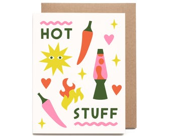 Hot Stuff Screen Printed Valentine's Day Love Card