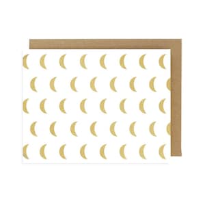 Motif croissant de lune métallisé doré - Papeterie de tous les jours - Carte de voeux pliante sérigraphiée