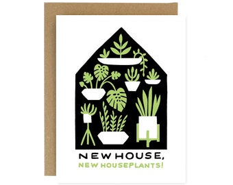 Houseplants Housewarming Card - Screen Printed Folding Card