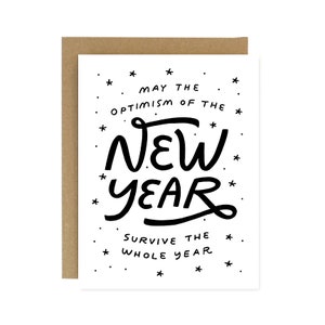 Carte d'optimisme pour le Nouvel An - Carte de voeux pliante sérigraphiée pour le Nouvel An