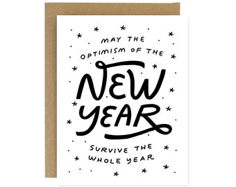 New Year Optimism Card- New Year's- Screen Printed Folding Greeting Card