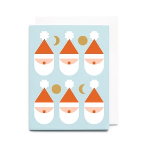 Tarjeta con diseño escandinavo de Papá Noel: invierno. Tarjeta de felicitación serigrafiada