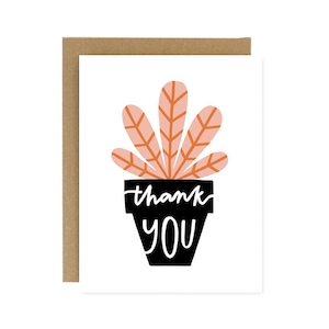 Thank You Potted Plant Screen Printed Folding Thank You Card