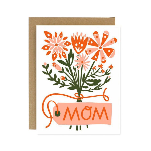 Mom Floral Bouquet- Screen Printed Folding Mother's Day Card