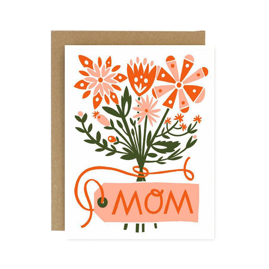 Mom Floral Bouquet Screen Printed Folding Mother's Day Etsy