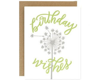 Birthday Wishes Dandelion - Screen Printed Folding Birthday Card