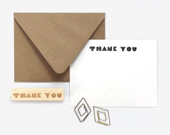 Thank You Geometric Type Rubber Stamp