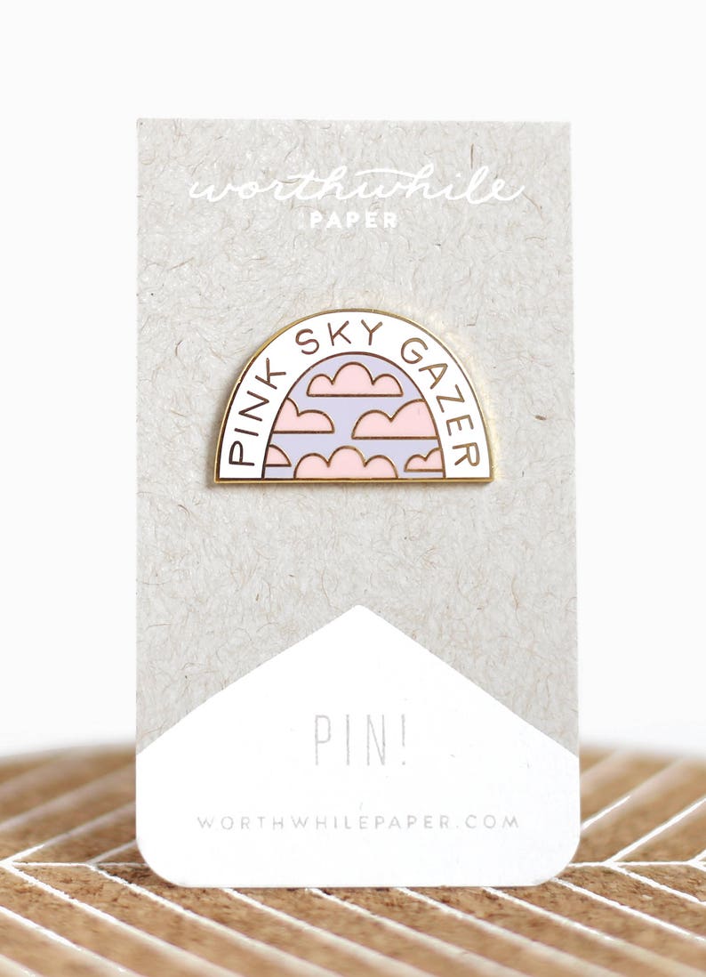 Pink Sky Gazer Enamel Pin // Pink Purple Sky // Hard Enamel Cloisonné image 2