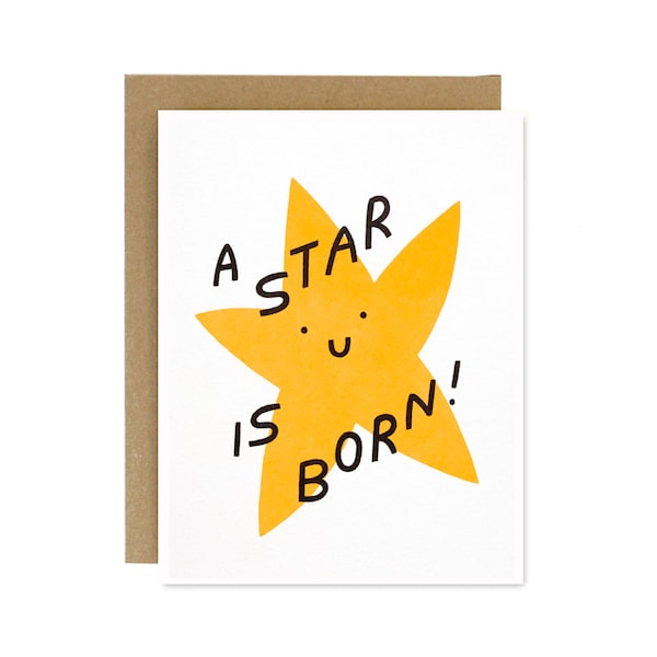 A Star Is Born- New Baby Card- Riso Printed Blank Card