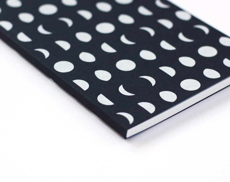 Moon Pattern Screen Printed Notebook with Blank Pages image 3