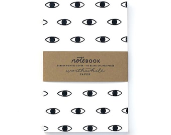 Eye Pattern Screen Printed Notebook with Blank Pages