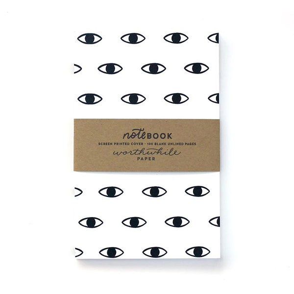 Eye Pattern Screen Printed Notebook with Blank Pages