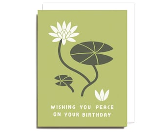 Peace On Your Birthday - Screen Printed Folding Greeting Card