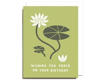 Siebdruck Geburtstagskarte mit Lotus und Seerose Illustrationen