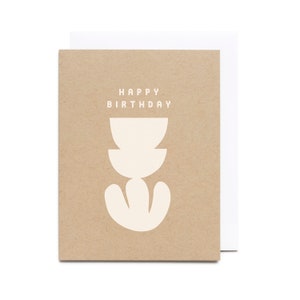 Cartão de silhueta de feliz aniversário - cartão de aniversário dobrável impresso em tela