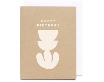 Happy Birthday Silhouette Card - Screen Printed Folding Birthday Card