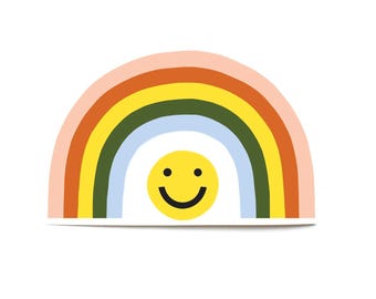 Smiley Face Rainbow Die Cut Sticker