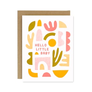 Hola, pequeño bebé, Tarjeta de nuevo bebé, Tarjeta en blanco impresa Riso