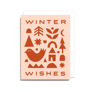 Winterwensen collagekaart- winter- gezeefdrukte opvouwbare wenskaart