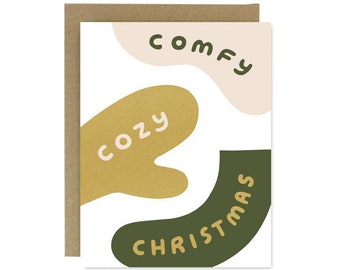 Comfy Cozy Christmas- Christmas and Winter- Screen Printed Folding Greeting Card