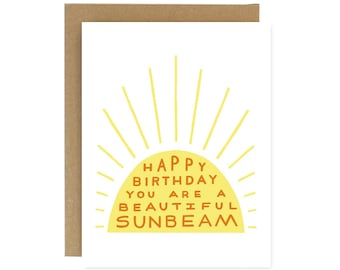 Birthday Sunbeam - Screen Printed Folding Birthday Card