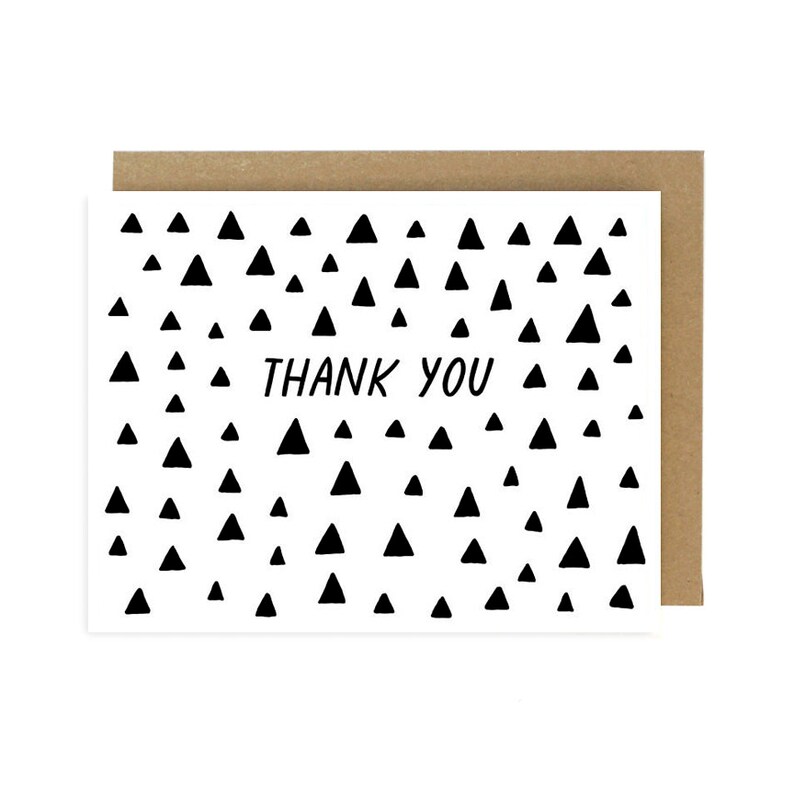 Thank You Triangle Pattern Screen Printed Folding Thank You Card image 1