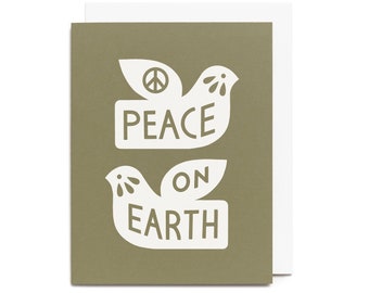 Peace on Earth Holiday Card- Holiday and Winter - Screen Printed Greeting Card