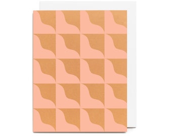 Dune Checker Card- Peach - Everyday Stationery - Screen Printed Folding Greeting Card