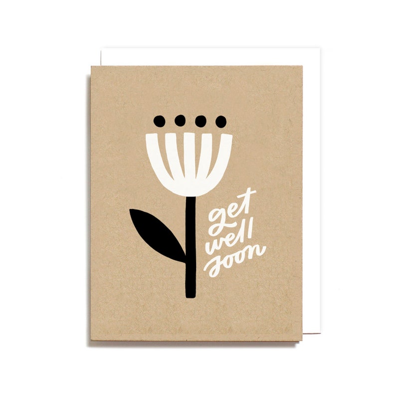 Get Well Soon with Minimal Flower Screen Printed Folding Card image 1