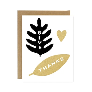 Thanksgiving Card - Give Thanks Screen Printed Folding Card