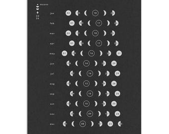 2026 Little Moon Chart - Black and White Screen Print