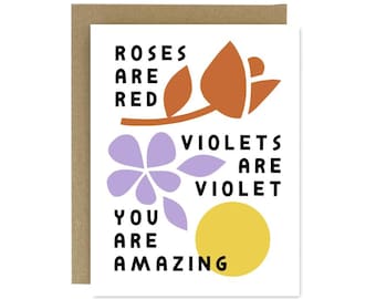 Roses are Red Card- Screen Printed Folding Greeting Card