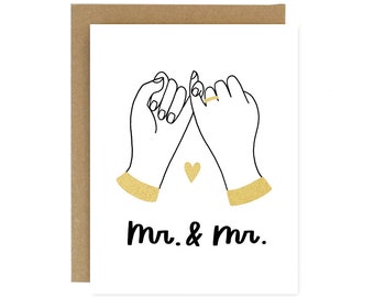 Mr. & Mr. Pinky Promise - Gay Wedding / Engagement - Screen Printed Wedding Card