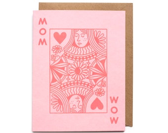 Mom Queen- Mother's Day Card- Riso Printed Blank Card