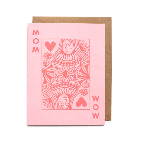 Mom Queen- Mother's Day Card- Riso Printed Blank Card