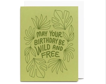 Wild & Free Tropical Plants Riso Printed Birthday Card