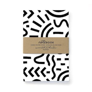 Notatnik z nadrukiem sitodrukowym Curves & Lines Pattern z pustymi stronami
