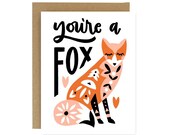 You're a Fox Screen Printed Folding Love Card