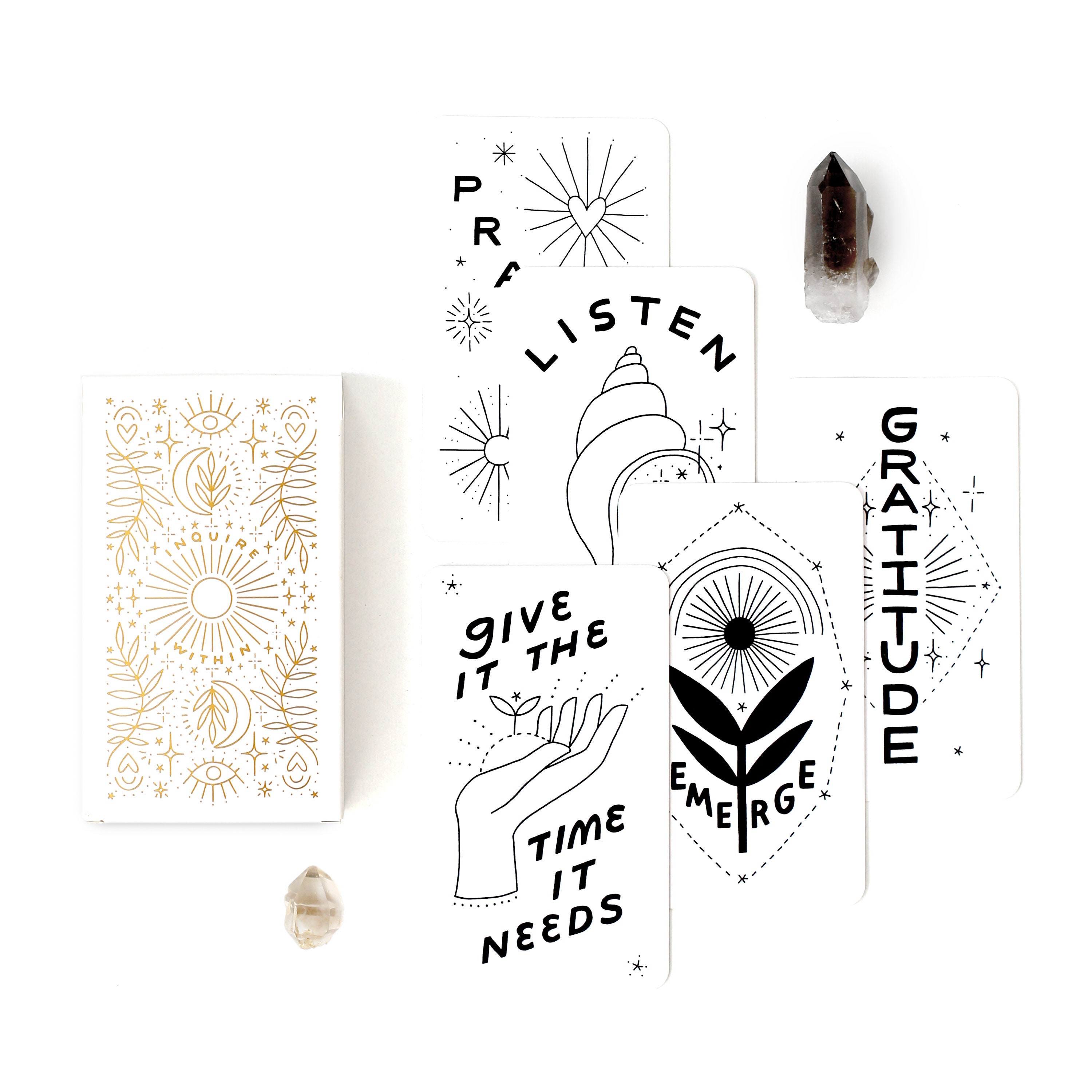 Renseignez-Vous sur Le Deck 53 Cartes Illustrées à La Main Pour Inspirer Sagesse Intérieure, Croissa