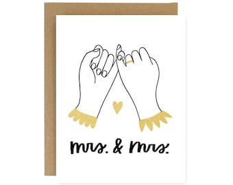 Mrs. & Mrs. Pinky Promise - Lesbian Wedding / Engagement - Screen Printed Wedding Card