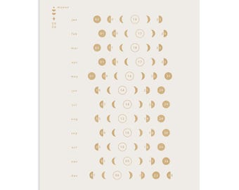 2026 Little Moon Chart • Metallic Gold Screen Printed Calendar