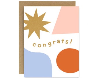 Congrats Shapes and Colors Card- Screen Printed Folding Greeting Card