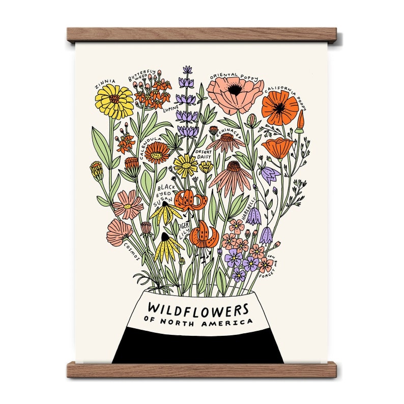 Wildflowers of North America 11 x 14 Screen Print image 1