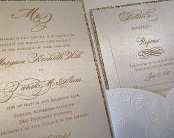 Wedding Invitations Embossed Etsy