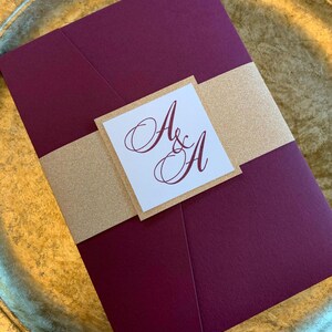 Burgundy and rose gold wedding invitations, Burgundy Wedding Invitations, Rose Gold Invitations, Pocket Invitations,  Wedding Invitations